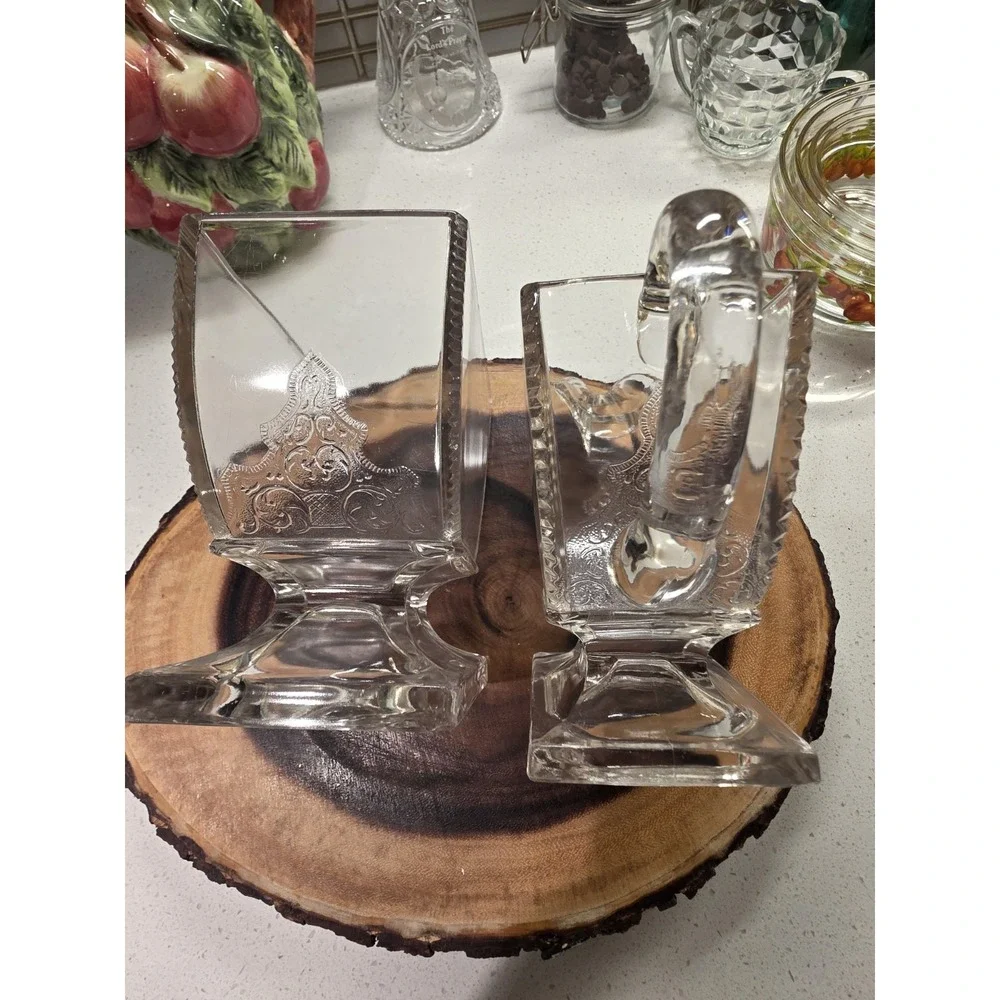 Riverside Glass EAPG Jersey Lily Creamer And Sugar Compote Antique 1880's Footed